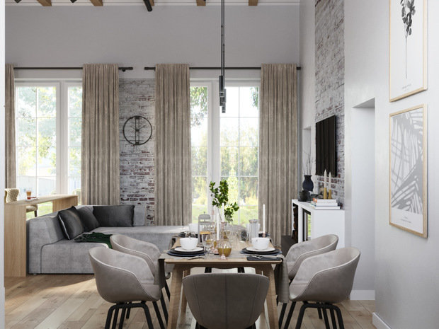 Фото из портфолио Гостиная комната из проекта загородного дома – фотографии дизайна интерьеров на INMYROOM