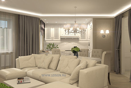 Дизайн проект гостиной г. Санкт-Петербург