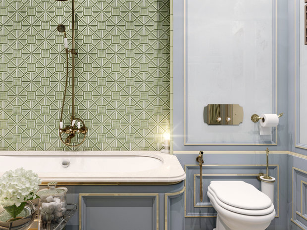 Фотография: Ванная в стиле Классический, Эклектика, Квартира, Проект недели, Москва, Яна Волкова, Юрий Волков, Студия Волковых, новостройка, Монолитный дом, 2 комнаты, 60-90 метров – фото на INMYROOM