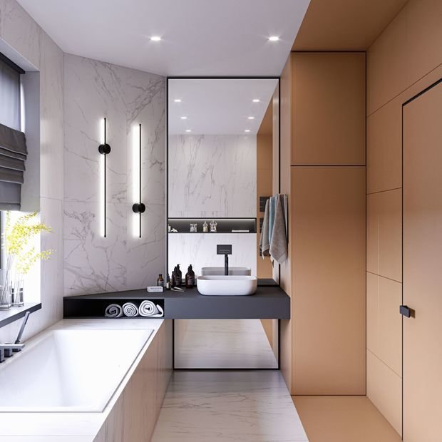 Фотография: Ванная в стиле Современный, Дом, Украина, Проект дня, Ирпень, Таунхаус, 4 и больше, Более 90 метров, Quader Architecture – фото на INMYROOM