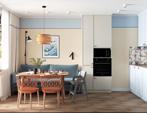 Фотография: Кухня и столовая в стиле Современный, Квартира, Проект дня, Московская область, Ирина Собыленская, 3 комнаты, 40-60 метров, Монолитно-кирпичный – фото на INMYROOM