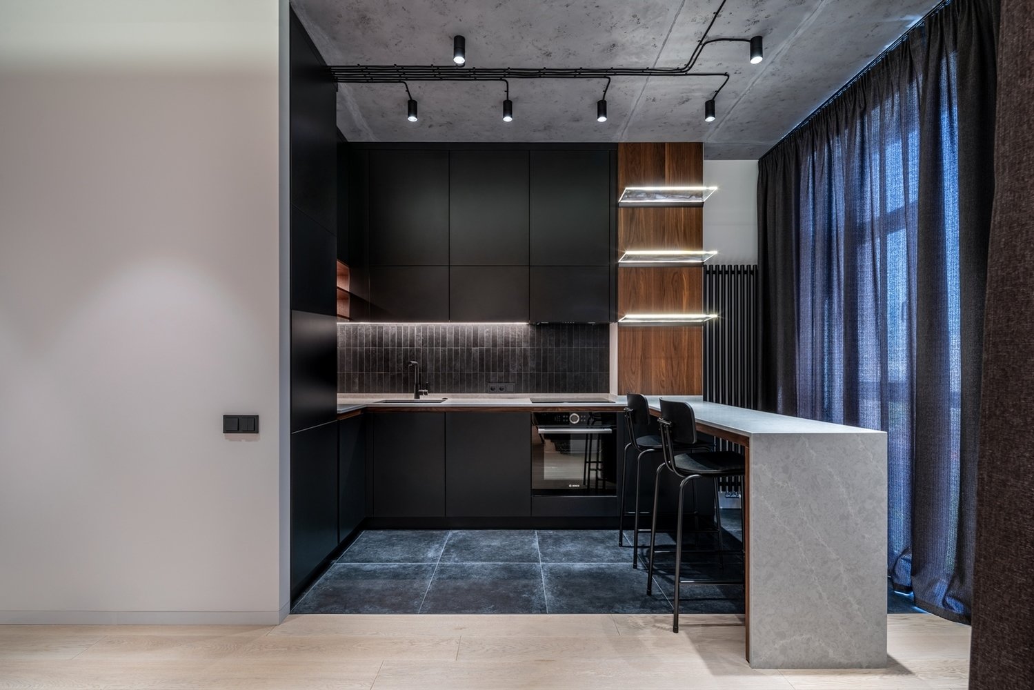 Фотография: Кухня и столовая в стиле Современный, Минимализм, Квартира, Студия, Проект недели, Киев, Lauri Brothers, Юрий Лаури, Сергей Лаури, Дмитрий Роганов – фото на INMYROOM