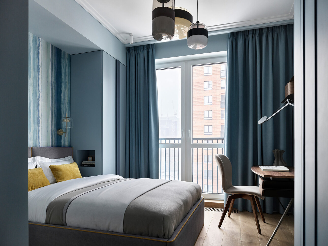 Фотография: Спальня в стиле Современный, Квартира, Проект недели, Москва, Монолитный дом, 3 комнаты, 40-60 метров, Анастасия Холопцева – фото на INMYROOM