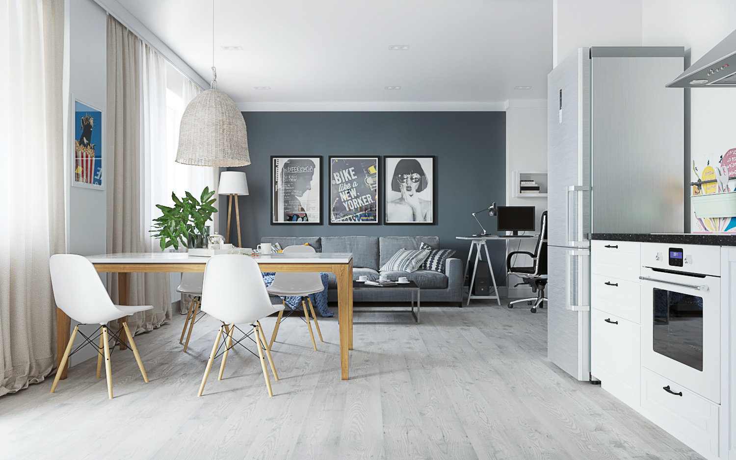 Фотография: Кухня и столовая в стиле Скандинавский, Квартира, Проект недели, Екатеринбург, Монолитный дом, Юлия Калеми, 3 комнаты, 60-90 метров – фото на INMYROOM