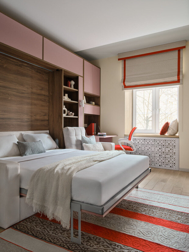Фотография: Спальня в стиле Современный, Квартира, Проект дня, Москва, Сталинка, 3 комнаты, Более 90 метров, Анастасия Уфимцева – фото на INMYROOM