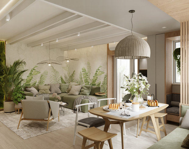 Фотография: Гостиная в стиле Эко, Современный, Дом, Проект недели, Дача, Московская область, 2 комнаты, 40-60 метров, Studio Anri – фото на INMYROOM