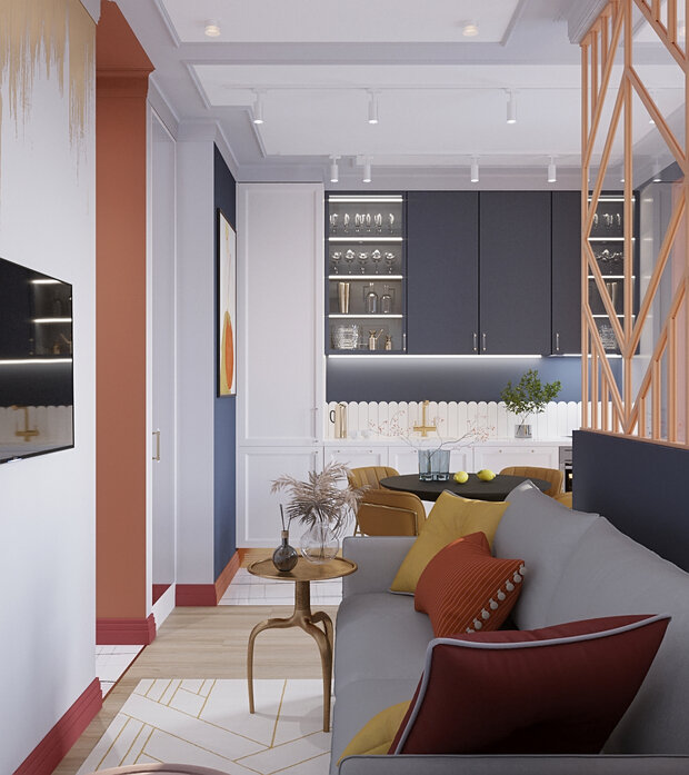 Фотография: Гостиная в стиле Современный, Квартира, Студия, Проект недели, Москва, до 40 метров, АРИНА ТРОИЛОВА – фото на INMYROOM