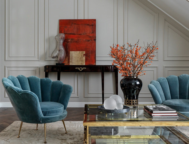 Фотография: Гостиная в стиле Классический, Современный, Дом, Проект недели, Зеленый, Бежевый, Желтый, Голубой, Более 90 метров, TaupeHome, ПРЕМИЯ INMYROOM – фото на INMYROOM