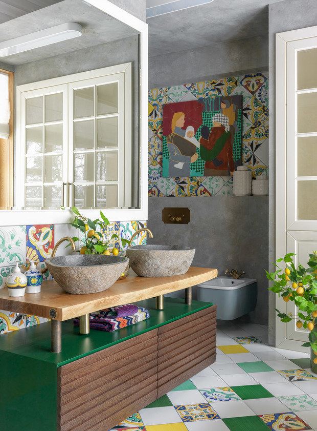 Фотография: Ванная в стиле Эклектика, Дом, Проект недели, Дом и дача, Московская область, Кирпичный дом, Дарья Василькова, 4 и больше, Более 90 метров, Art Group – фото на INMYROOM