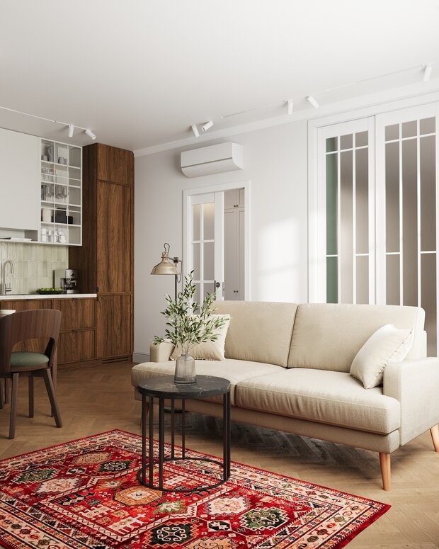 Фотография: Гостиная в стиле Современный, Квартира, Проект дня, Санкт-Петербург, 3 комнаты, 60-90 метров, современный с элементами классики и французского стиля, Гера Остин, Анна Лаковская – фото на INMYROOM