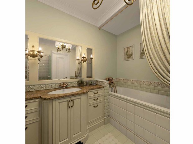 Фото из портфолио "Сохраняя традиции". Проект ванной, прихожей и кухни (21 кв.м). – фотографии дизайна интерьеров на INMYROOM