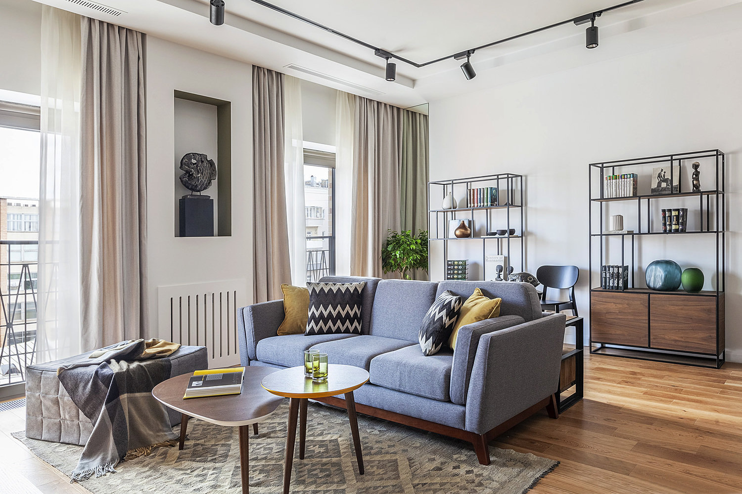 Фотография: Гостиная в стиле Современный, Скандинавский, Квартира, Проект недели, Москва, Монолитный дом, 2 комнаты, 40-60 метров, Anddesign, Александра Дашкевич, Наталья Каримова, ЖК I’am – фото на INMYROOM