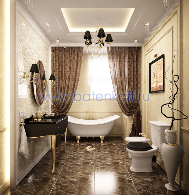 Фото из портфолио Дизайн проект классической ванной комнаты в Сысерти – фотографии дизайна интерьеров на InMyRoom.ru