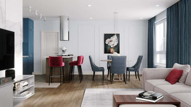 Фотография: Гостиная в стиле Классический, Современный, Квартира, Проект недели, Москва, 3 комнаты, Более 90 метров, Виктория Иванова – фото на INMYROOM