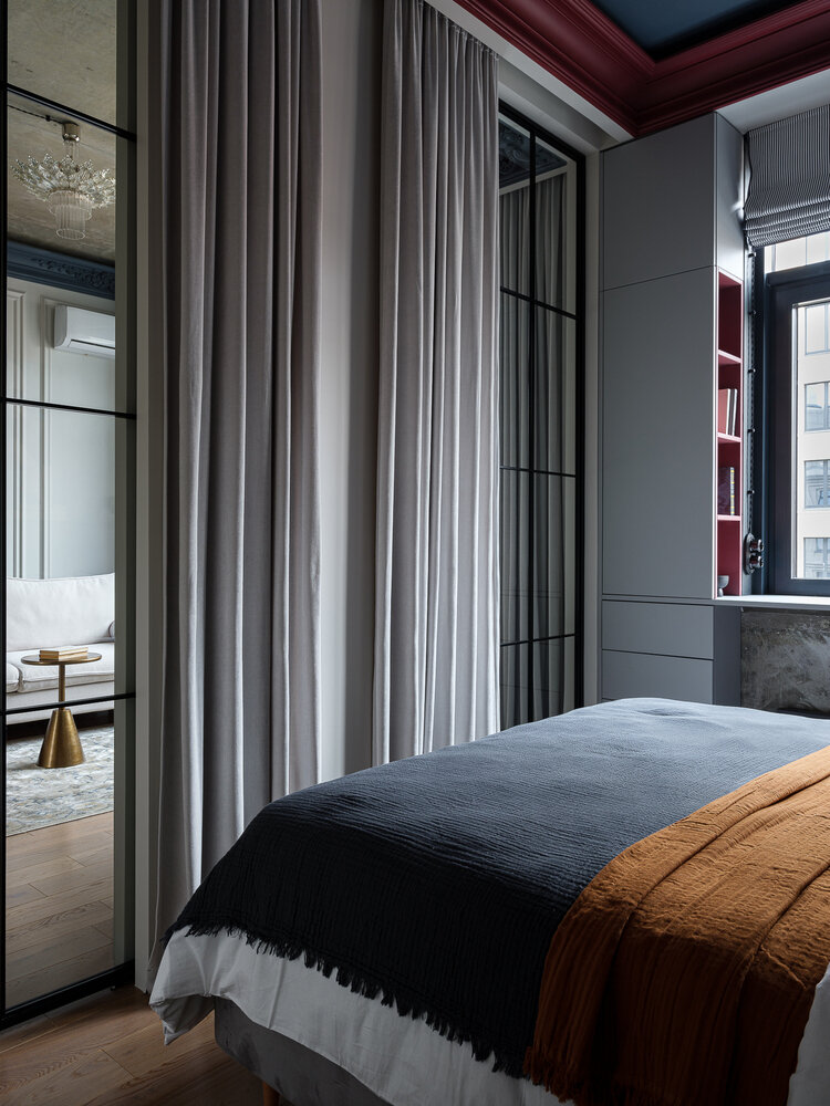 Фотография: Спальня в стиле Современный, Эклектика, Квартира, Проект дня, Москва, Монолитный дом, 2 комнаты, 40-60 метров, Мария Синельникова – фото на INMYROOM