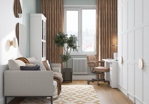 Фотография: Кабинет в стиле Современный, Скандинавский, Квартира, Проект недели, 2 комнаты, 60-90 метров, Марина Меренкова, Пушкино – фото на INMYROOM