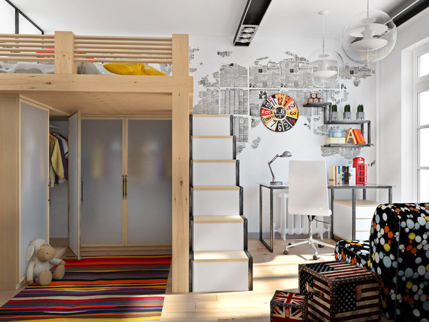 Фотография: Детская в стиле Лофт, Современный, Квартира, Дома и квартиры, Проект недели, Москва – фото на INMYROOM