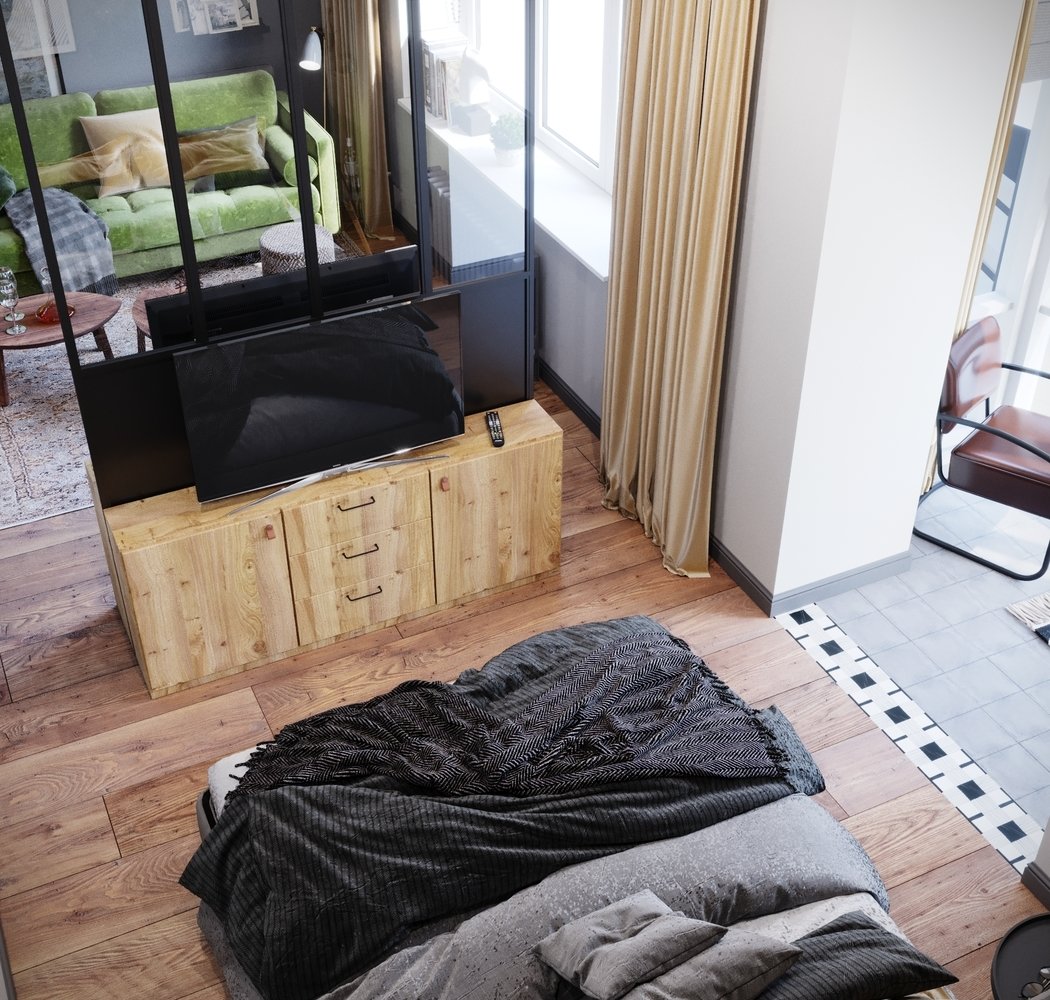 Фотография: Спальня в стиле Современный, Лофт, Скандинавский, Квартира, Студия, Проект дня, Красногорск, 40-60 метров, Монолитно-кирпичный, Студия 20:18, ЖК «Спасский мост» – фото на INMYROOM Фотография: Спальня в стиле Современный, Лофт, Скандинавский, Квартира, Студия, Проект дня, Красногорск, 40-60 метров, Монолитно-кирпичный, Студия 20:18, ЖК «Спасский мост» – фото на INMYROOM