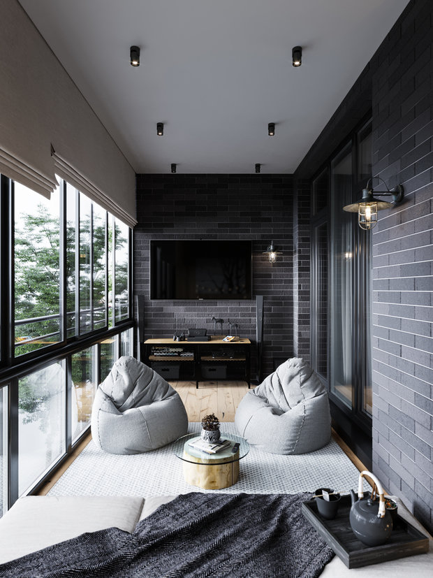 Фотография: Балкон в стиле Лофт, Квартира, Проект недели, Санкт-Петербург, 4 и больше, Более 90 метров, Монолитно-кирпичный, Яна Грошева, Диана Бганова, ПРЕМИЯ INMYROOM – фото на INMYROOM