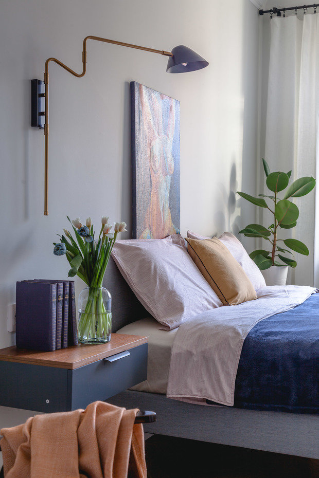 Фотография: Спальня в стиле Скандинавский, Квартира, Проект дня, Москва, 2 комнаты, 40-60 метров, Александра Крючкова – фото на INMYROOM