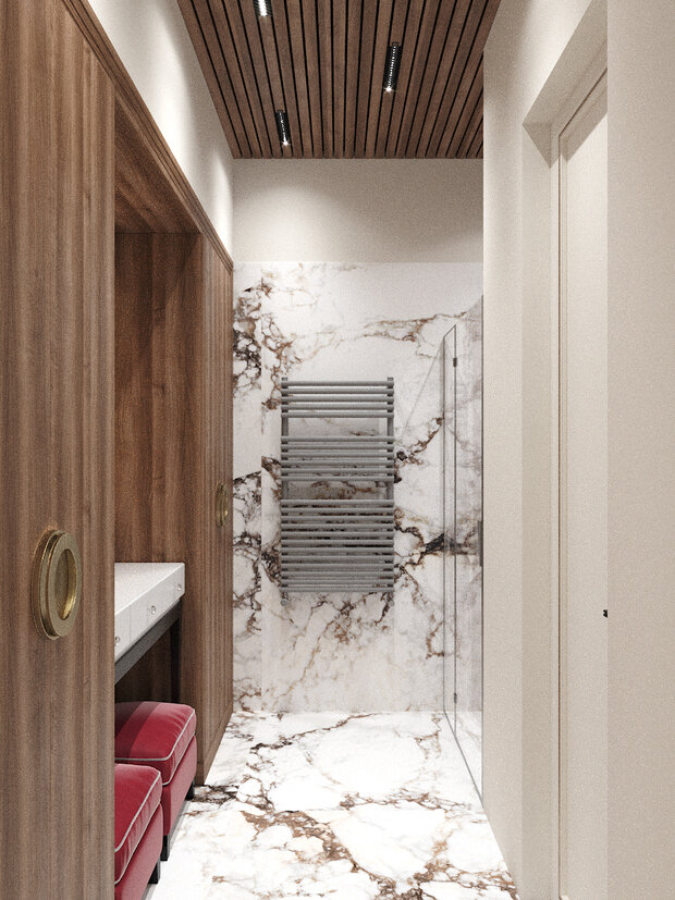 Визуализация интерьера ванной комнаты в современном стиле