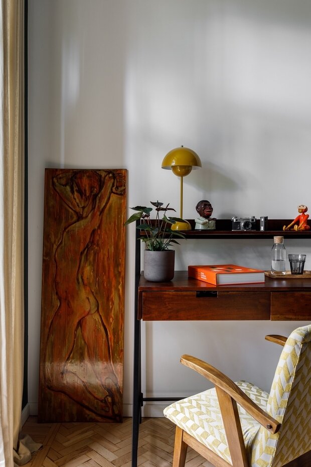 Фотография: Кабинет в стиле Скандинавский, Современный, Эклектика, Винтажный, Квартира, Проект недели, Москва, Сталинка, Кирпичный дом, 3 комнаты, 60-90 метров, I-410, Ольга Рюкина – фото на INMYROOM