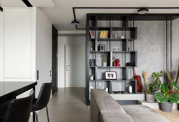 Фотография: Гостиная в стиле Современный, Минимализм, Лофт, Проект дня, Санкт-Петербург, 2 комнаты, 60-90 метров, Dinamika Architects – фото на INMYROOM