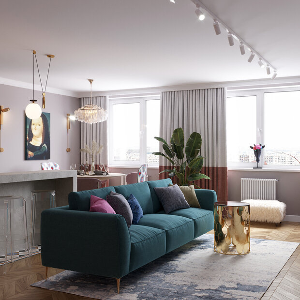 Фотография: Гостиная в стиле Современный, Эклектика, Квартира, Проект недели, Самара, 3 комнаты, Более 90 метров, Айгуль Султанова – фото на INMYROOM