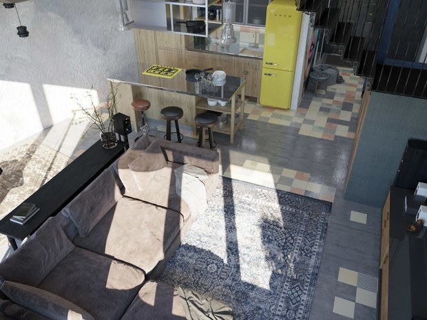 Фото из портфолио Брутальная, двухуровневая квартира в Сочи – фотографии дизайна интерьеров на INMYROOM