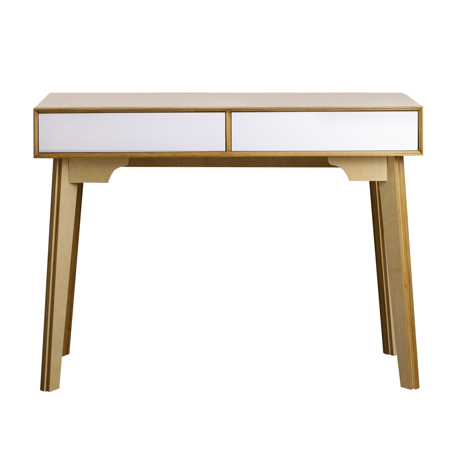 Стол письменный с ящиками бело-бежевого цвета