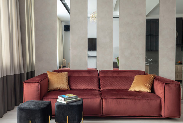 Фотография: Гостиная в стиле Современный, Квартира, Проект недели, Москва, Монолитный дом, Надежда Требухина – фото на INMYROOM