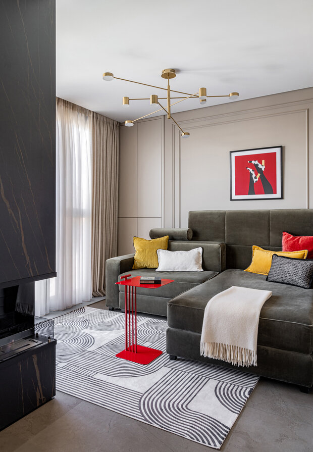 Фотография: Гостиная в стиле Современный, Квартира, Проект дня, 2 комнаты, 40-60 метров, ЖК «Пятницкие кварталы» – фото на INMYROOM