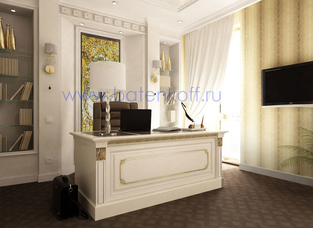 Фото из портфолио Дизайн проект кабинета в классическом стиле от Батенькофф в таунхаусе в Екатеринбурге.  – фотографии дизайна интерьеров на InMyRoom.ru