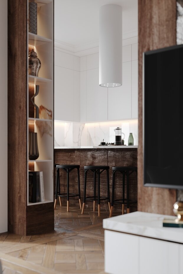 Фото из портфолио Гостиная. Кухня. Ванная. Duderhof Club – фотографии дизайна интерьеров на INMYROOM