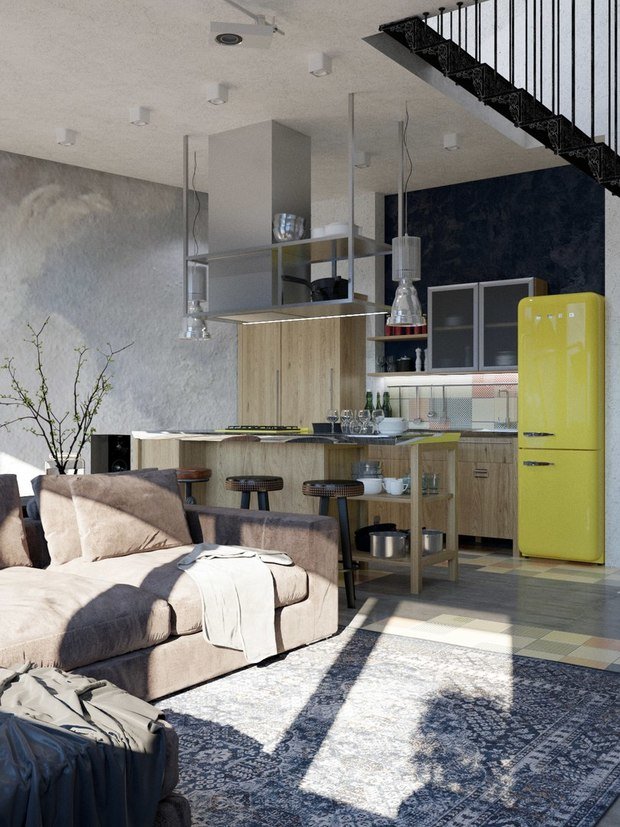 Фото из портфолио Брутальная, двухуровневая квартира в Сочи – фотографии дизайна интерьеров на INMYROOM