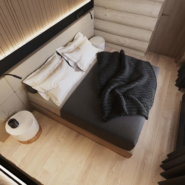 Визуализация интерьера спальни в стиле джапанди