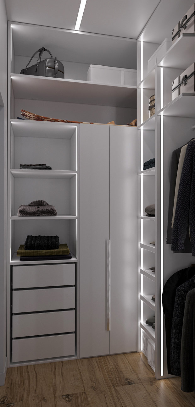 Фотография: Гардеробная в стиле Современный, Эклектика, Квартира, Проект недели, Москва, 2 комнаты, 40-60 метров – фото на INMYROOM