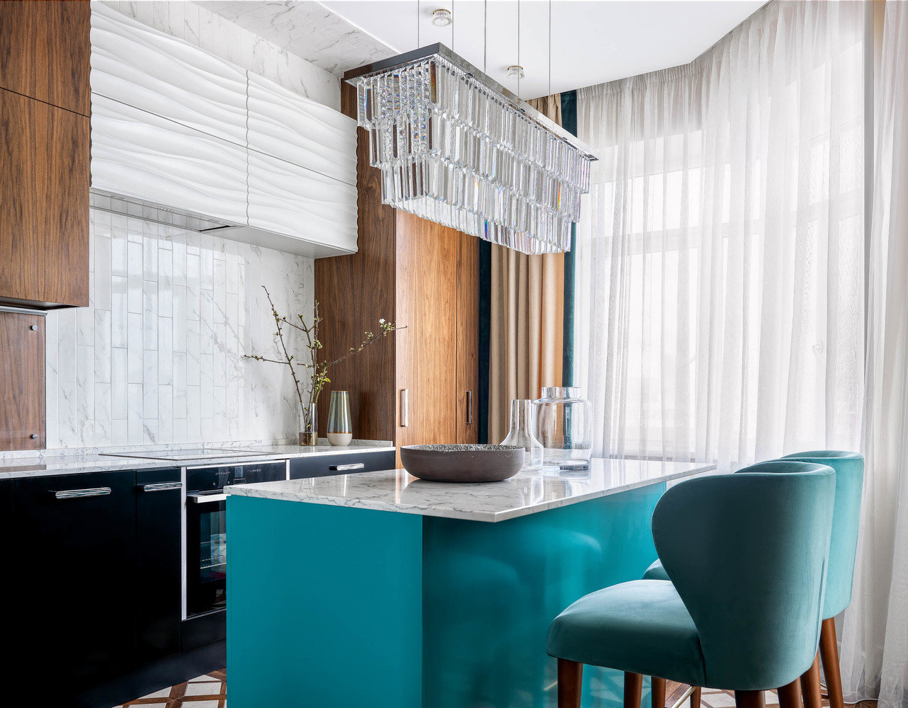 Фотография: Кухня и столовая в стиле Современный, Эклектика, Квартира, Белый, Проект недели, Москва, Зеленый, Бежевый, Розовый, Бирюзовый, Коричневый, Монолитный дом, 3 комнаты, Более 90 метров, Н-Куб, Николай Николаев – фото на INMYROOM Фотография: Кухня и столовая в стиле Современный, Эклектика, Квартира, Белый, Проект недели, Москва, Зеленый, Бежевый, Розовый, Бирюзовый, Коричневый, Монолитный дом, 3 комнаты, Более 90 метров, Н-Куб, Николай Николаев – фото на INMYROOM