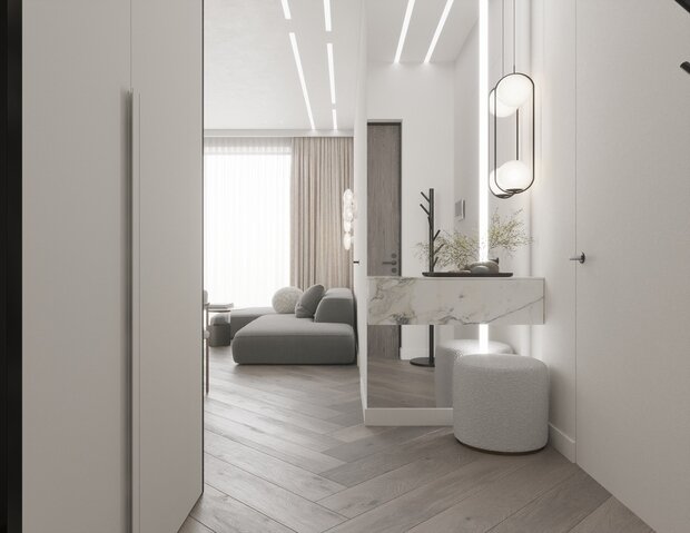 Фото из портфолио Дизайн интерьера квартиры в белом минимализме – фотографии дизайна интерьеров на INMYROOM
