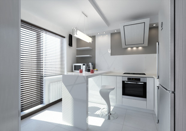 Фотография: Кухня и столовая в стиле Хай-тек, Квартира, Дома и квартиры, Минимализм, Проект недели – фото на INMYROOM