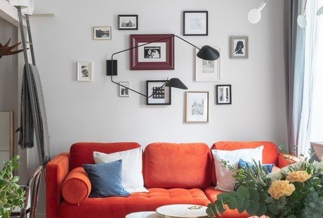 Уютная квартира для девушки. Оранжевый и синий