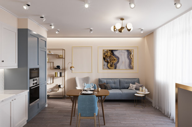 Фото из портфолио Квартира 57 кв.м. в стиле эклектика ЖК на Симоновском. – фотографии дизайна интерьеров на INMYROOM