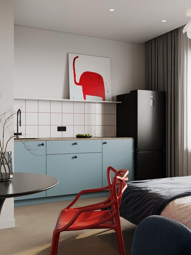 Фотография: Кухня и столовая в стиле Современный, Малогабаритная квартира, Квартира, Студия, Проект дня, Челябинск, до 40 метров, Студия Кель, Елена Кель – фото на INMYROOM