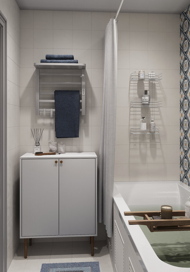 Фотография: Ванная в стиле Современный, Эклектика, Квартира, Проект дня, Москва, Ирина Собыленская, П-44, Панельный дом, 2 комнаты, 40-60 метров, Винтажный – фото на INMYROOM