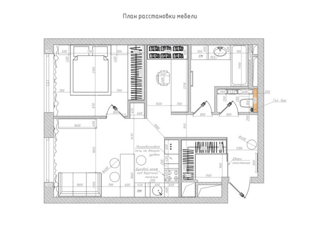 Фотография: Планировки в стиле , Квартира, Проект дня, 2 комнаты, 40-60 метров, Анна Жижайкина, современный с элементами неоклассики – фото на INMYROOM