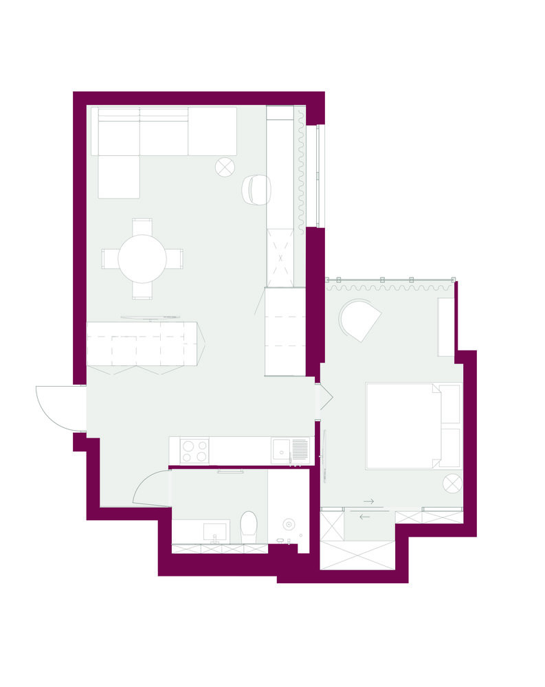 Фотография: Планировки в стиле , Современный, Квартира, Минимализм, Проект дня, Ростов-на-Дону, 2 комнаты, 40-60 метров, Татьяна Митева – фото на INMYROOM Фотография: Планировки в стиле , Современный, Квартира, Минимализм, Проект дня, Ростов-на-Дону, 2 комнаты, 40-60 метров, Татьяна Митева – фото на INMYROOM