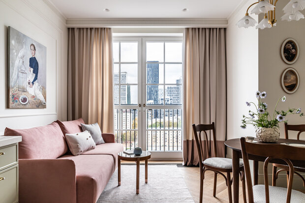 Фотография: Гостиная в стиле Современный, Эклектика, Винтажный, Классический, Квартира, Проект дня, Москва, 3 комнаты, 60-90 метров, Наташа Седова – фото на INMYROOM