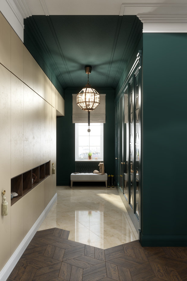 Визуализация интерьера прихожей в классическом стиле
