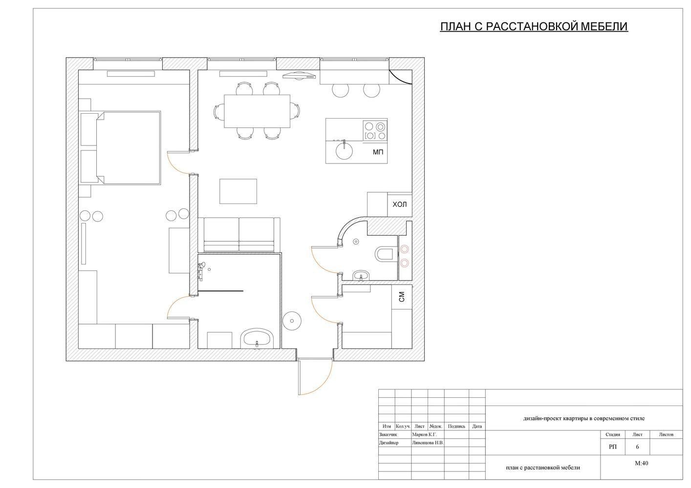 Фотография: Планировки в стиле , Современный, Эклектика, Квартира, Проект недели, Москва, Наталия Ливенцова, 2 комнаты, 40-60 метров, Монолитно-кирпичный – фото на INMYROOM