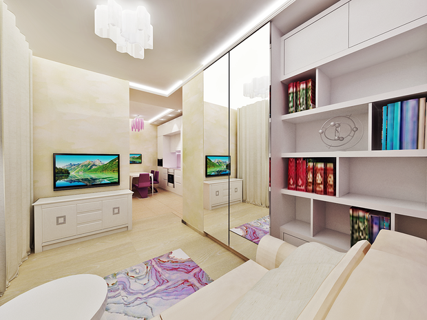 Фото из портфолио Проект одно-комнатной квартиры.  – фотографии дизайна интерьеров на INMYROOM